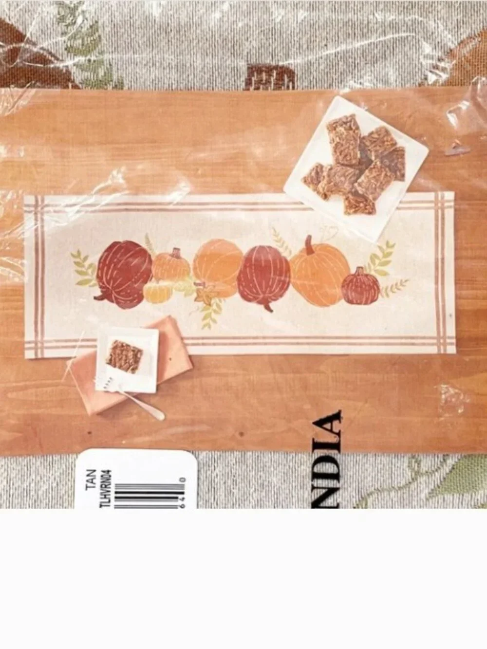 New Fall Table Runner Kohl's Pumpkin Thanksgiving Halloween Tan Orange 36